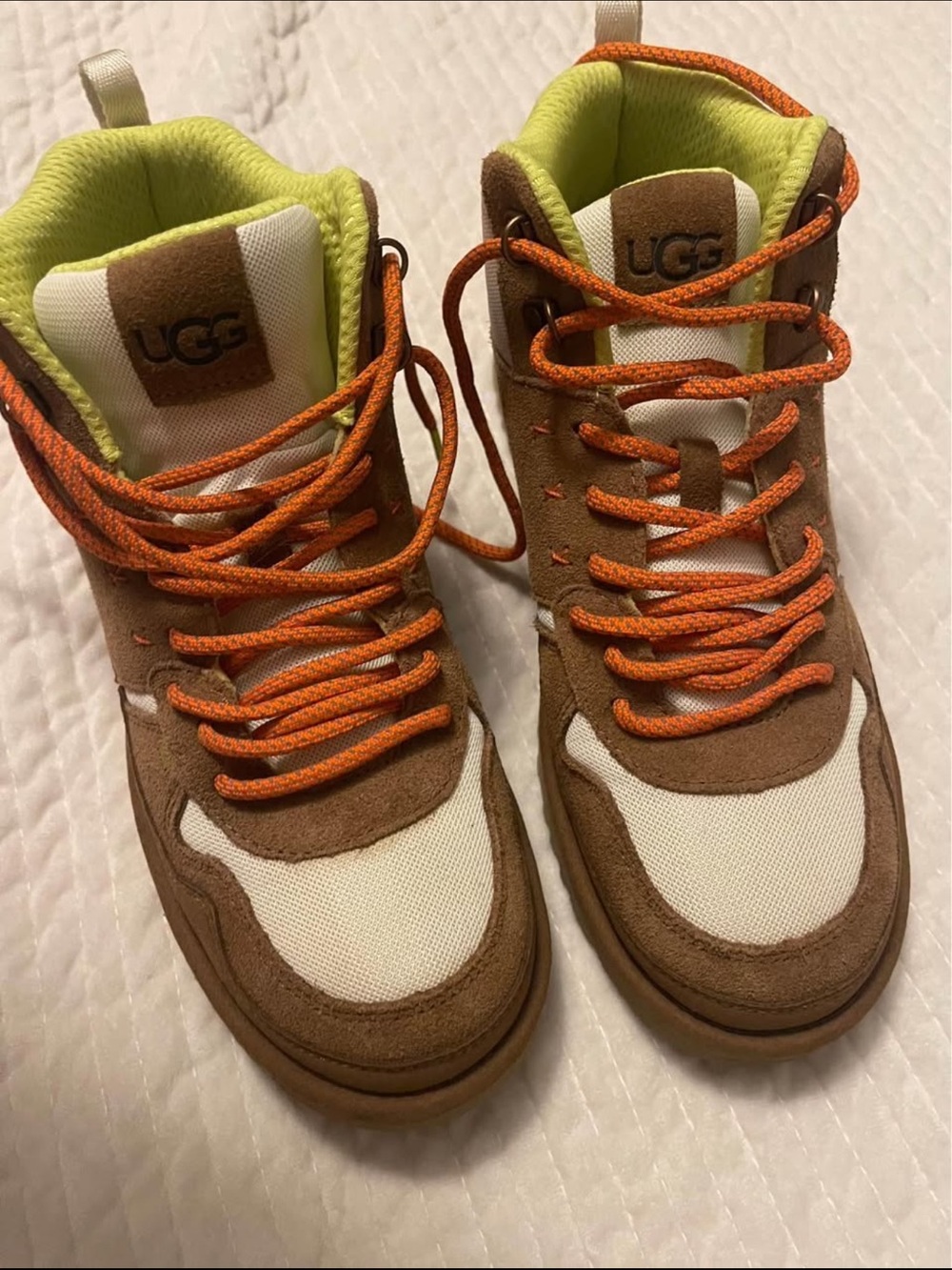 UGG Kids Brown, White & Orange High-Top Sneakers